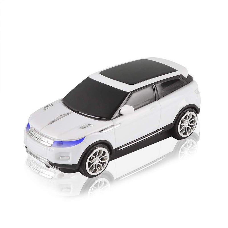 Sunffice 3C Light Car Mouse Wireless 2.4GHz Cool Sport SUV Car Shape Mouse Optical Mice 1600 DPI with USB Receiver Suitable for PC/Computer/Laptop (White) - Image 1